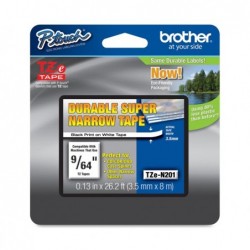 Brother Nastro non laminato Nero/Bianco TZEN201 3,5mm x 8mt