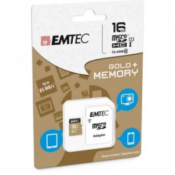 Emtec Micro SDHC Class 10 Gold + con Adattatore ECMSDM16GHC10GP 16GB