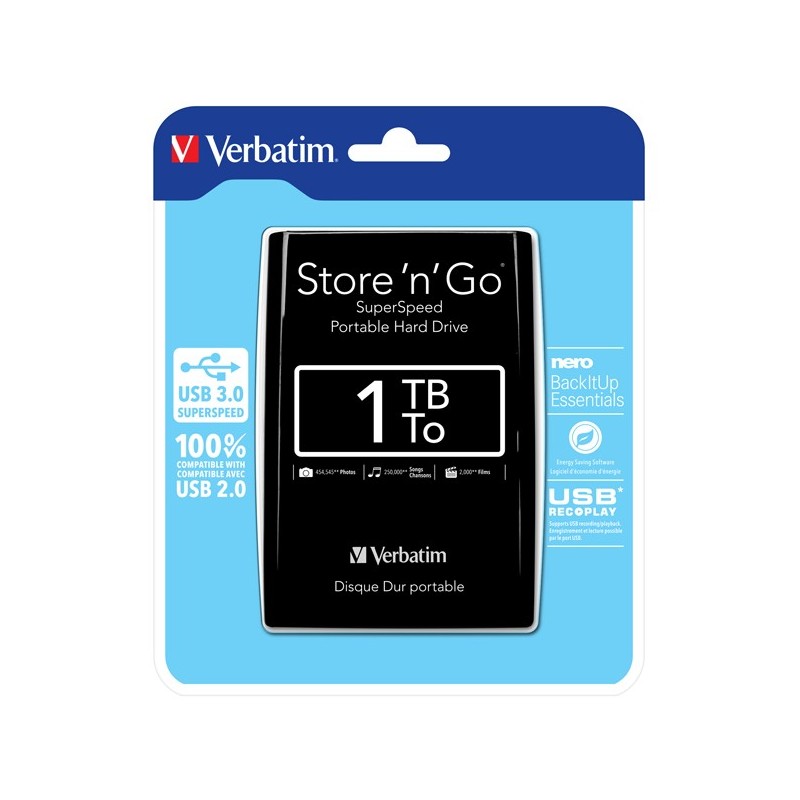 Verbatim Hard disk Store 'N'Go Usb 3.0 Nero 53023 1TB