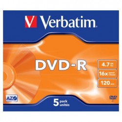 Verbatim Scatola 5 DVDR Jewel case serigrafato 43519 4,7GB