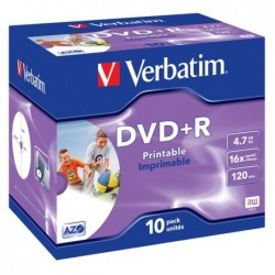 Verbatim Scatola 10 DVD+R Jewel Case stampabile 43508 4,7GB