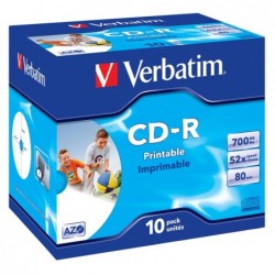 Verbatim Scatola 10 CDR DataLife Plus Jewel Case 1X52X stampabile inkjet 43325 700MB