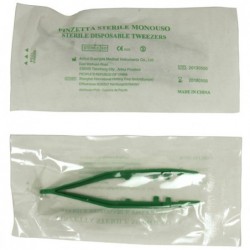 Pinzetta sterile monouso 10 cm verde PVS