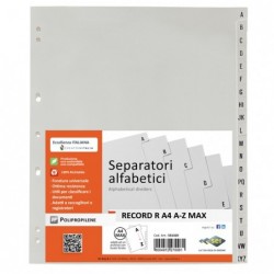 Separatore alfabetico A/Z Record R PPL 24,5 x 30 cm A4 maxi grigio Sei Rota