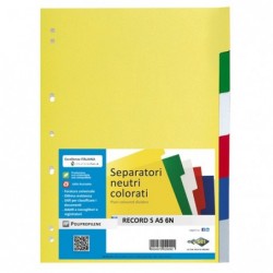 Separatore Record S 6 tasti PPL 15 x 21 cm A5 multicolore Sei Rota