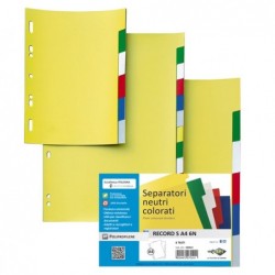 Separatore Record S 6 tasti PP 21 x 29,7 cm A4 multicolore Sei Rota