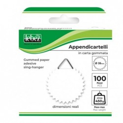 Appendicartelli adesivi 3,5 cm carta gommata bianco Lebez conf. 100 pezzi