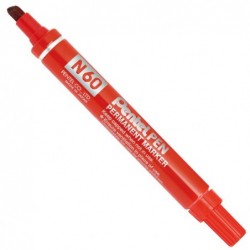 Marcatore permanente N60 punta scalpello rosso Pentel