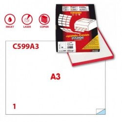 Etichette adesive C/599 in carta permanenti 420 x 297 mm 1 et/fg 100 fogli bianco Markin