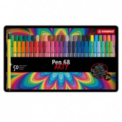 Pennarelli Pen 68 colori assortiti Stabilo scatola in metallo 50 pezzi