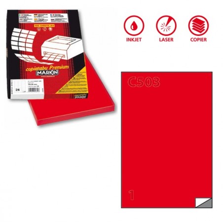 Etichette adesive C/503 in carta permanenti 210 x 297 mm 1 et/fg 100 fogli rosso Markin