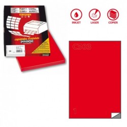 Etichette adesive C/503 in carta permanenti 210 x 297 mm 1 et/fg 100 fogli rosso Markin