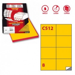 Etichette adesive C/512 in carta permanenti 105 x 74,25 mm 8 et/fg 100 fogli giallo Markin