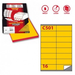 Etichette adesive C/501 in carta permanenti 105 x 36 mm 16 et/fg 100 fogli giallo Markin