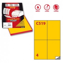 Etichette adesive C/519 in carta permanenti 105 x 148,5 mm 4 et/fg 100 fogli giallo Markin