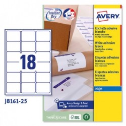 Etichette adesive J8161 in carta angoli arrotondati inkjet permanenti 63,5 x 46,6 mm 18 et/fg 25 fogli bianco Avery