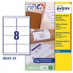 Etichette adesive J8165 in carta angoli arrotondati inkjet permanenti 99,1 x 67,7 mm 8 et/fg 25 fogli bianco Avery