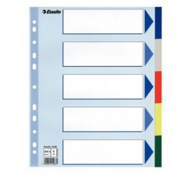 Separatore 5 tasti colorati PP A4 maxi 24,5x29,7 cm multicolore Esselte