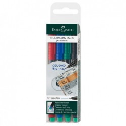 Pennarello Multimark universale con gomma astuccio 4 colori punta superfine 0,4 mm Faber Castell