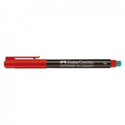 Pennarello Multimark universale permanente con gomma rosso punta fine 0,6mm Faber Castell