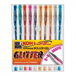 Roller gel colorati colori glitter Koh I Noor astuccio 10 roller