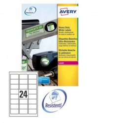 Etichette adesive L4773 in poliestere laser permanenti 63,5 x 33,9 mm 24 et/fg 20 fogli bianco Avery