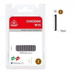 Chiodini W15 per fissatrici senza testa 15 mm acciaio Romeo Maestri conf. 2000 pezzi