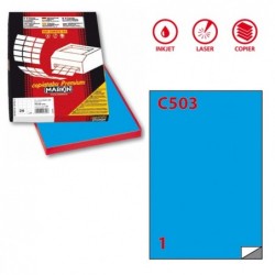 Etichette adesive C/503 in carta permanenti 210 x 297 mm 1 et/fg 100 fogli blu Markin