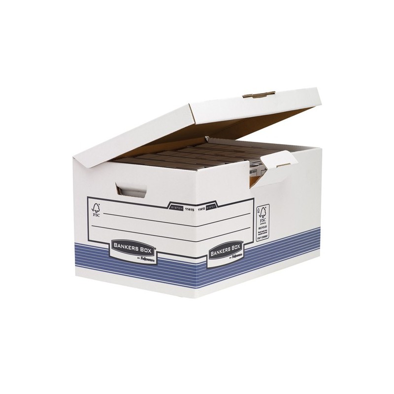 Scatola archivio Bankers Box System con coperchio a ribalta 37,8x29,3x54,5 cm bianco Fellowes