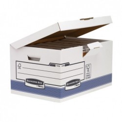 Scatola archivio Bankers Box System con coperchio a ribalta 37,8x29,3x54,5 cm bianco Fellowes