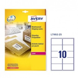 Etichette adesive extra strong L7992 in poliestere laser permanenti 99,1 x 57 mm 10 et/fg 25 fogli bianco Avery