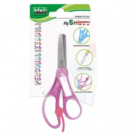 Forbice Snippy personalizzabile punta tonda 13 cm lama acciaio colori assortiti Lebez