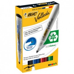 Marcatori Whiteboard Marker Velleda 1701 Recycled BIC punta tonda 1,5mm astuccio 4 colori Bic