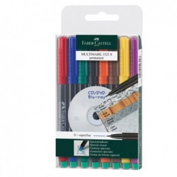 Pennarello Multimark universale permanente con gomma punta superfine 0,4mm astuccio 8 colori Faber Castell