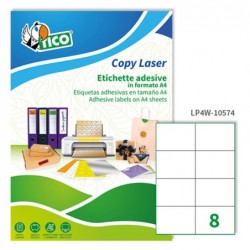 Etichette adesive LP4W in carta laser permanenti 105 x 74 mm 8 et/fg 100 fogli bianco Tico