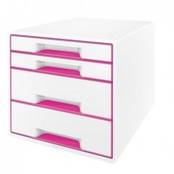 Cassettiera Cube 28,7 x 27 x 36,3 cm 4 cassetti bianco/rosa Leitz