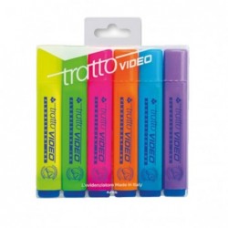 Evidenziatore Tratto Video punta a scalpello tratto da 1,05,0mm astuccio 6 colori Tratto