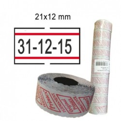 Rotolo da 1000 etichette per Printex Smart 21x12 mm adesivo permanente bianco con righe rosse Pack 10 rotoli