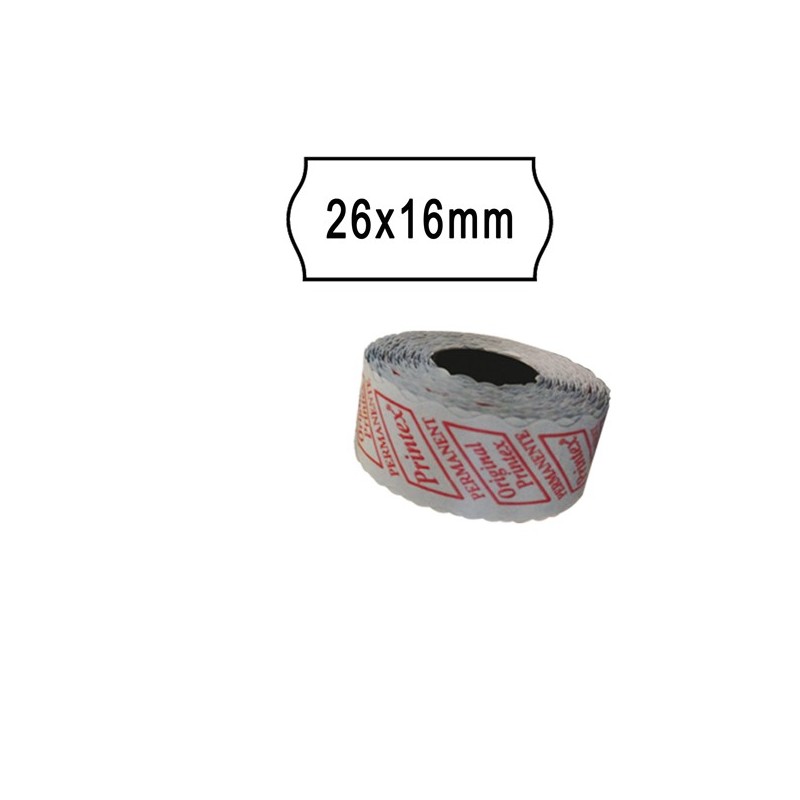 Rotolo da 1000 etichette a onda per Printex Smart 16/2616 e Z Maxi 6/2616 26x16 mm adesivo removibile bianco Pritnex 10 rotoli