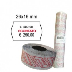 Rotolo da 1000 etichette a onda per Printex Smart 16/2616 SCONTATO 26x16 mm adesivo permanente bianco Printex pack 10 rotoli