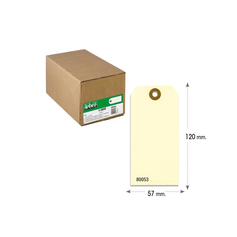 Etichette per spedizioni in cartoncino con foro 120 x 60 mm avana Lebez conf. 1000 pezzi