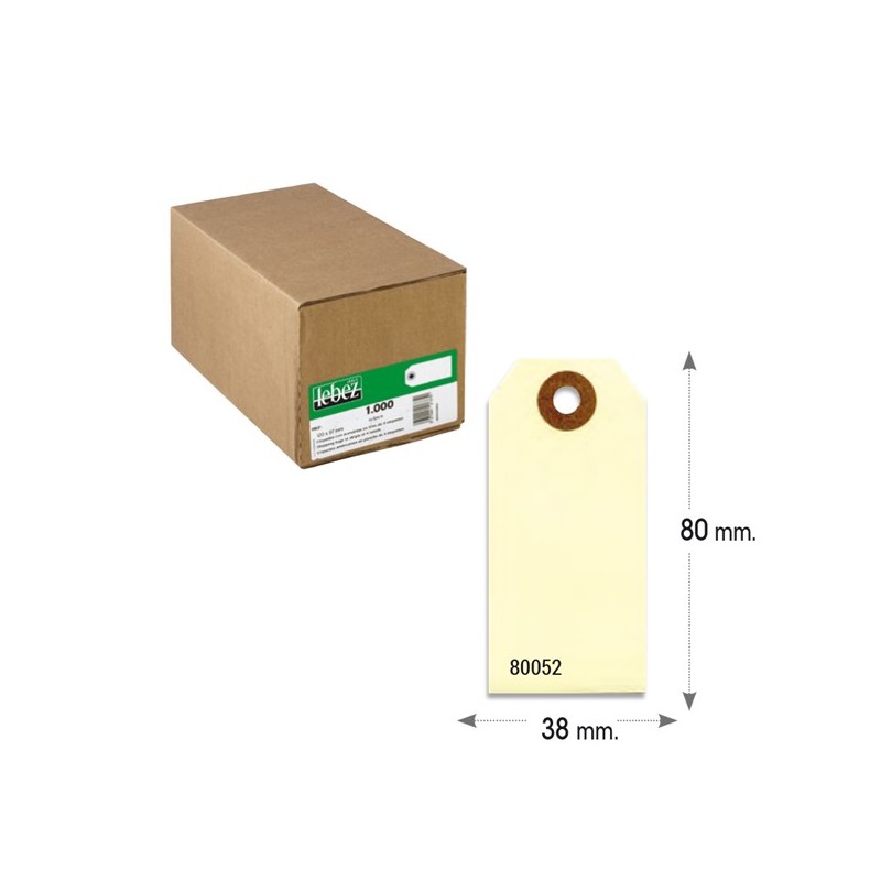 Etichette per spedizioni in cartoncino con foro 80 x 38 mm avana Lebez conf. 1000 pezzi