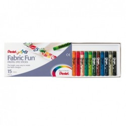 Pastelli per tessuto Fabric Fun 15 colori assortiti Pentel astuccio 15 pastelli