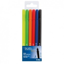 Pennarello fineliner Tratto Pen tratto 0,5mm colori assortiti Tratto busta 6 pennarelli