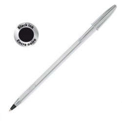 Penna a sfera Cristal Shine con capppuccio punta media 1,0 mm nero fusto silver Bic conf. 20 pezzi