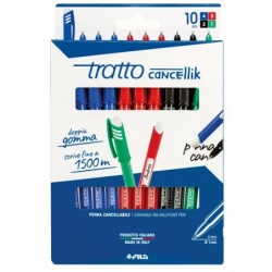 Astuccio Penne a sfera cancellabile Cancellik punta 1,0mm 10 colori assortiti Tratto conf. 10 pezzi