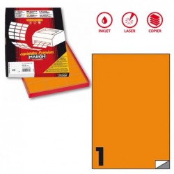 Etichette adesive C/503 in carta permanenti 210 x 297 mm 1 et/fg 100 fogli arancio fluo Markin