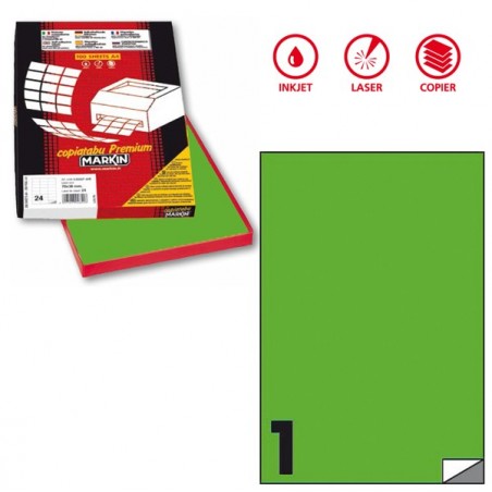 Etichette adesive C/503 in carta permanenti 210 x 297 mm 1 et/fg 100 fogli verde fluo