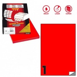 Etichette adesive C/503 in carta permanenti 210 x 297 mm 1 et/fg 100 fogli rosso fluo Markin