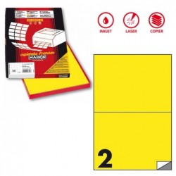 Etichette adesive C/509 in carta permanenti 210 x 148,5 mm 2 et/fg 100 fogli giallo fluo Markin